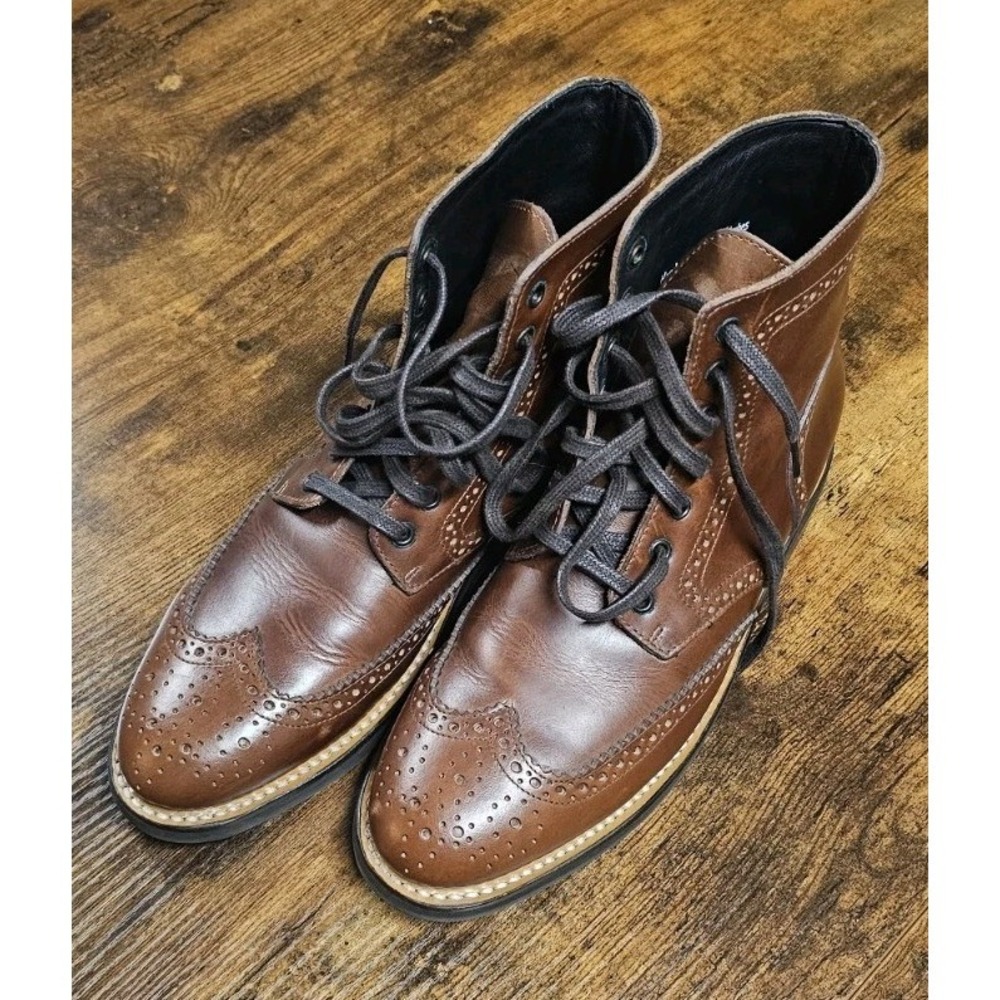 Thursday Boot Company Leather Wingtip Boots Men Size 7 Brown Preppy Academia